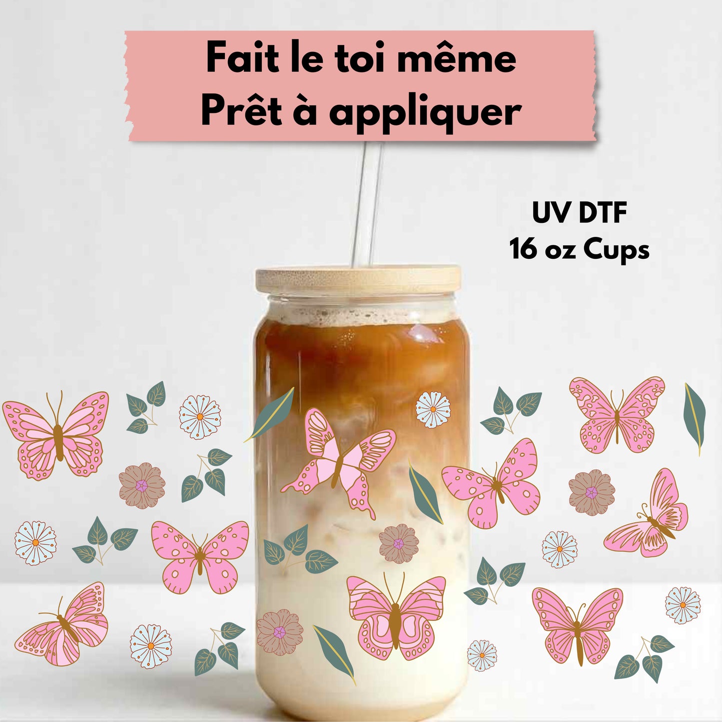 Collant DTF - PapillonRose - MoonlyAquarius